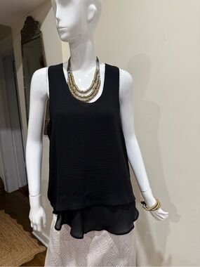 Black Layered V-Neck Sleeveless Top